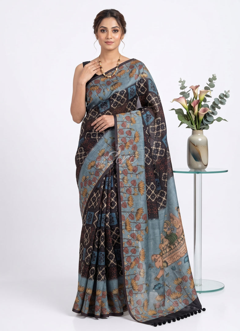 Lovely Digital Print Chanderi Saree