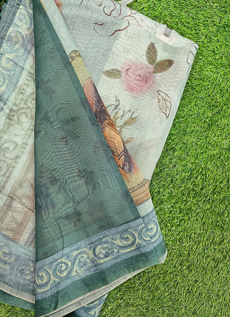 Lovely Digital Print Chanderi Saree