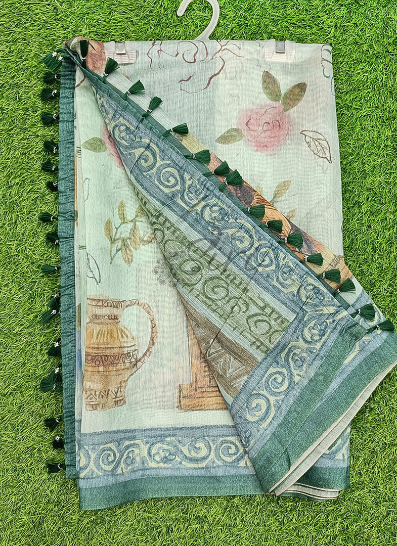 Lovely Digital Print Chanderi Saree