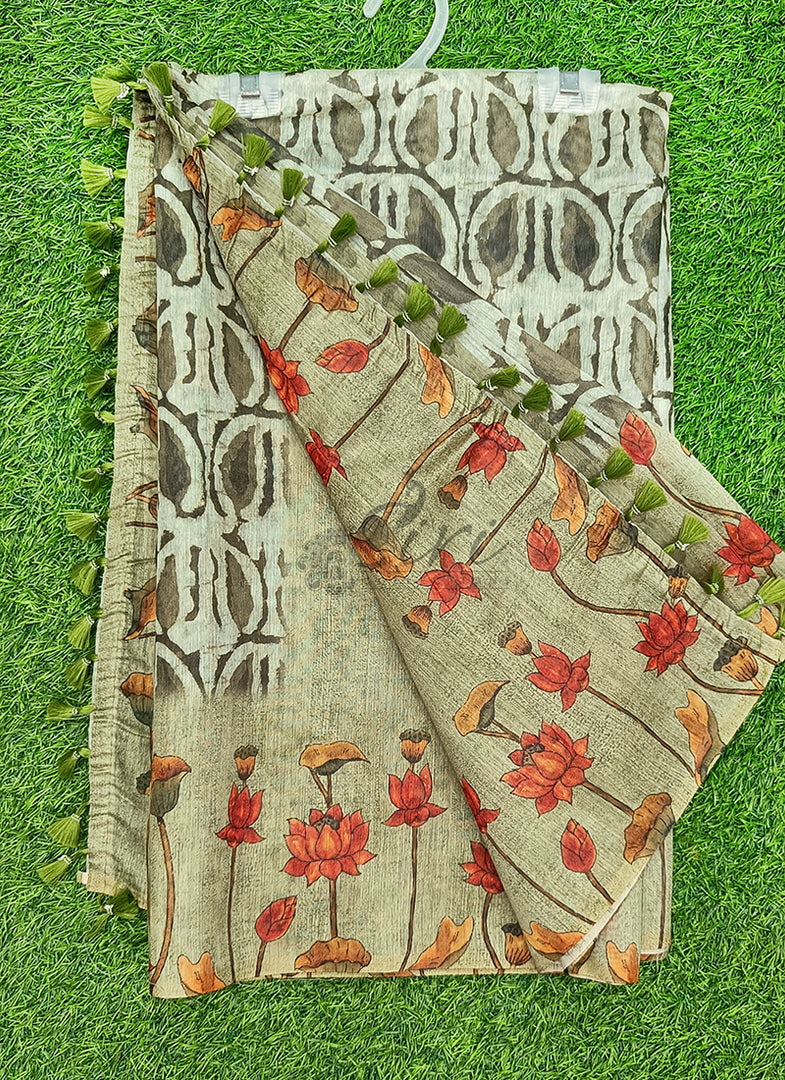 Lovely Digital Print Chanderi Saree