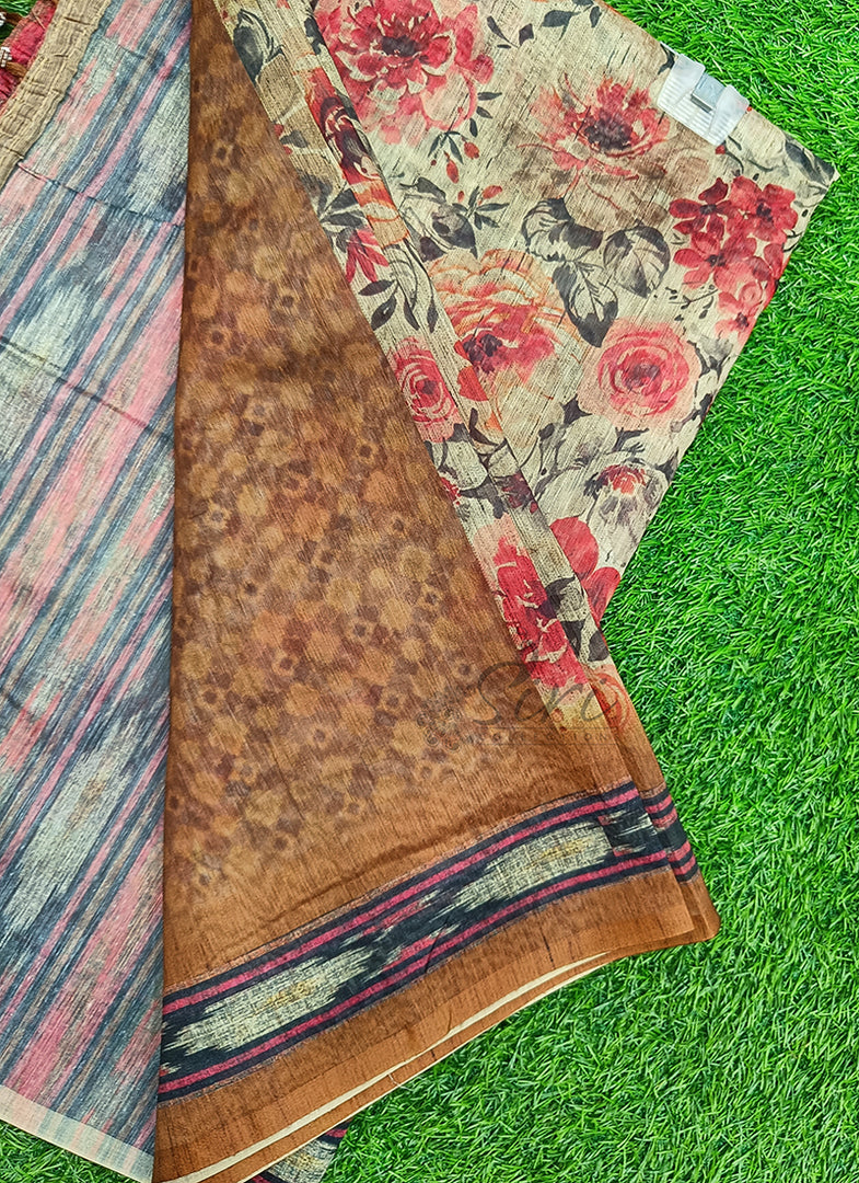 Lovely Digital Print Chanderi Saree