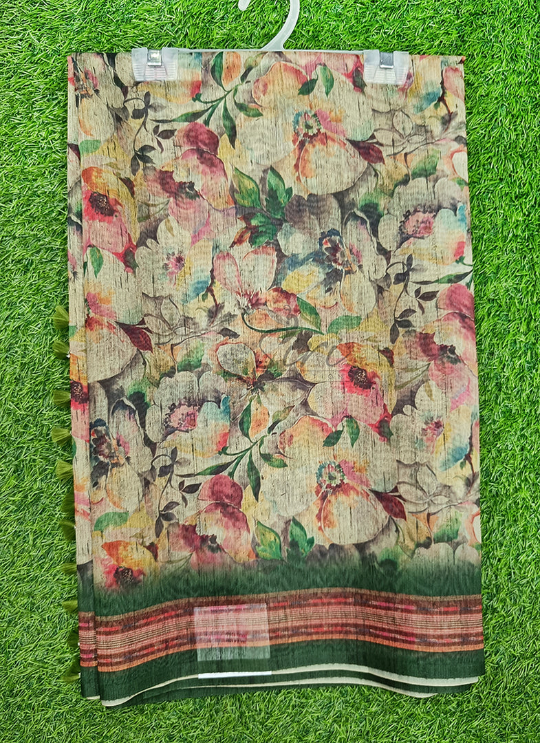 Lovely Digital Print Chanderi Saree