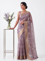 Load image into Gallery viewer, Lovely Printed Soft Organza Saree in Checks Design