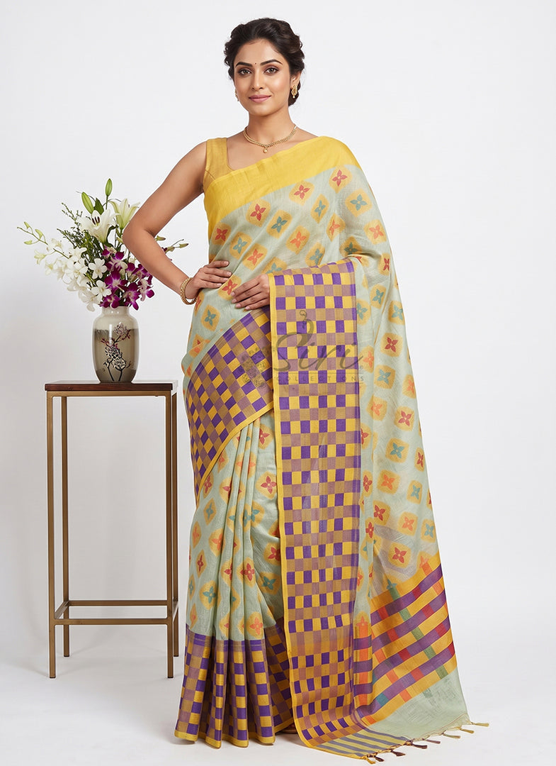 Beautiful Designer Linen Jute Saree