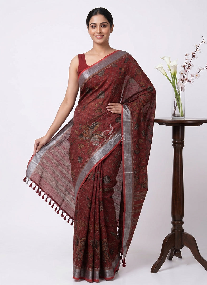 Siri Collections Elegant Printed Linen Cotton Saree