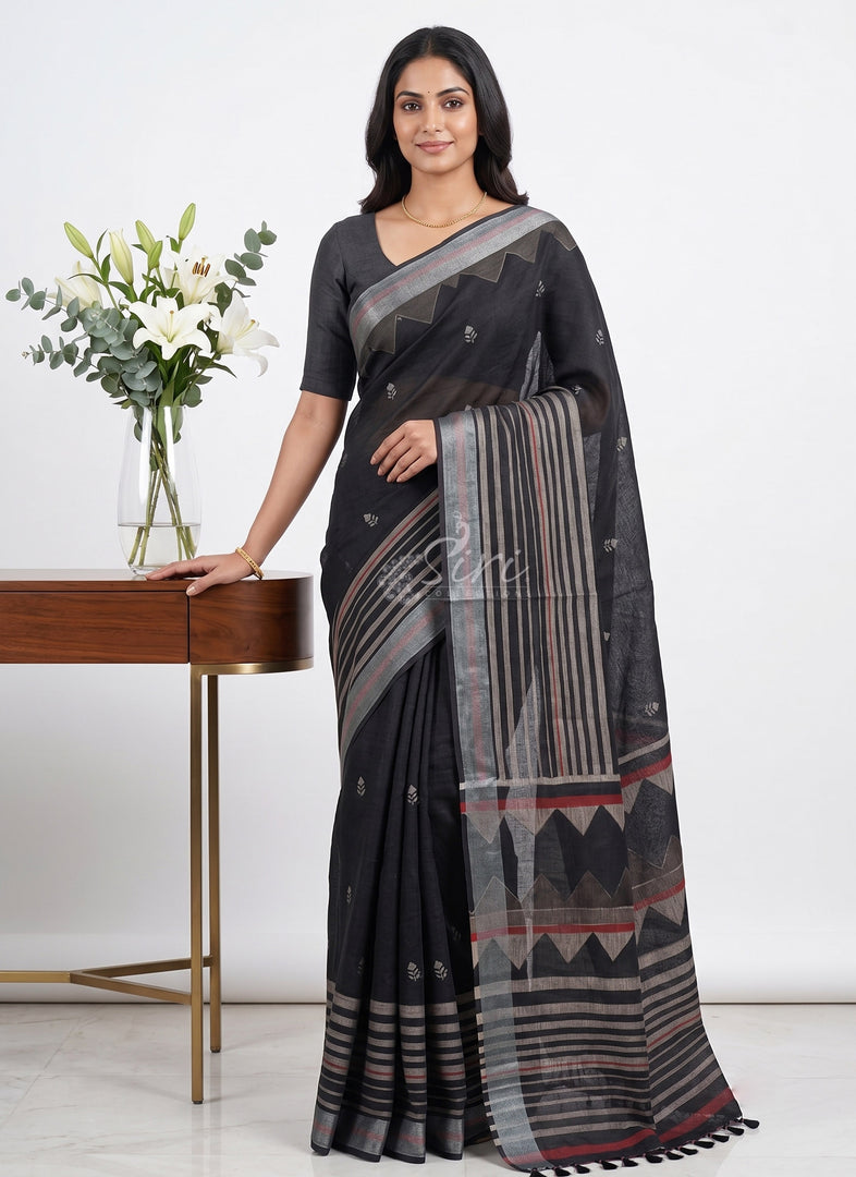 Siri Collections Elegant Printed Linen Cotton Saree