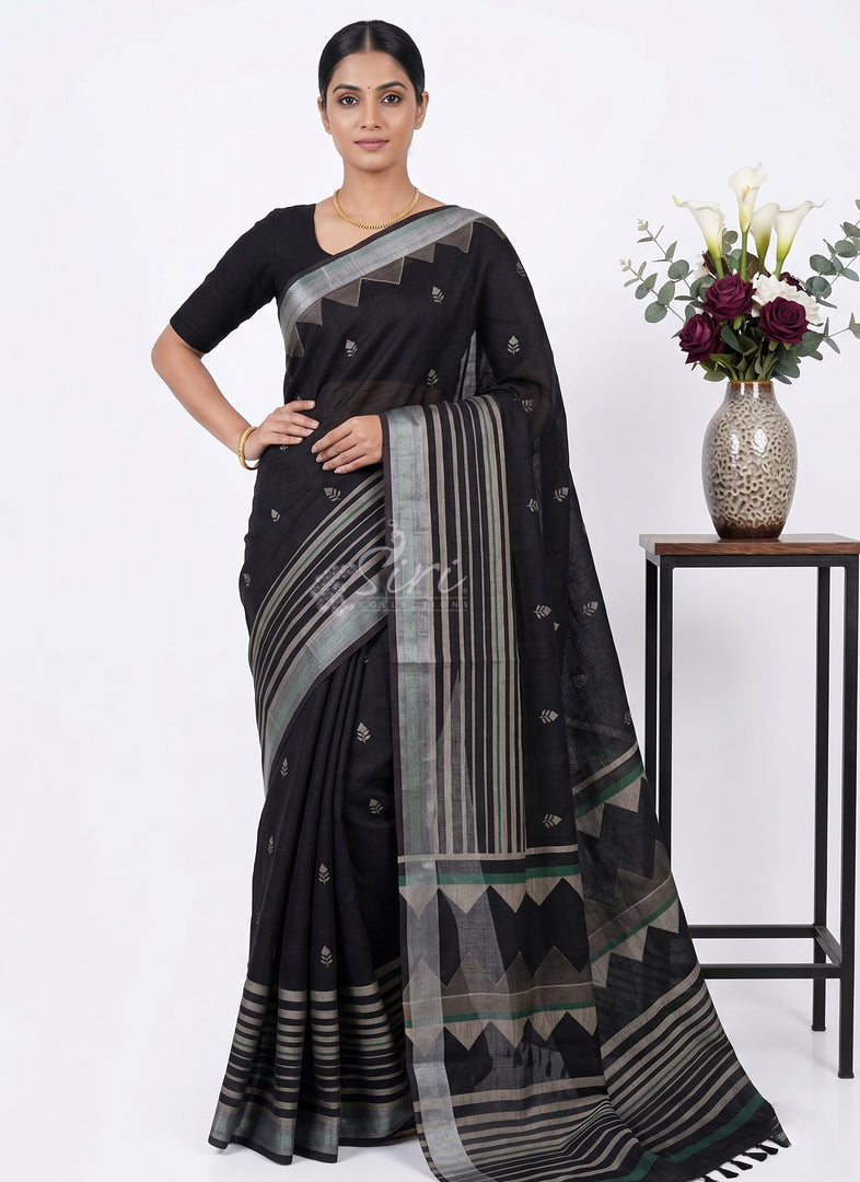 Siri Collections Elegant Printed Linen Cotton Saree