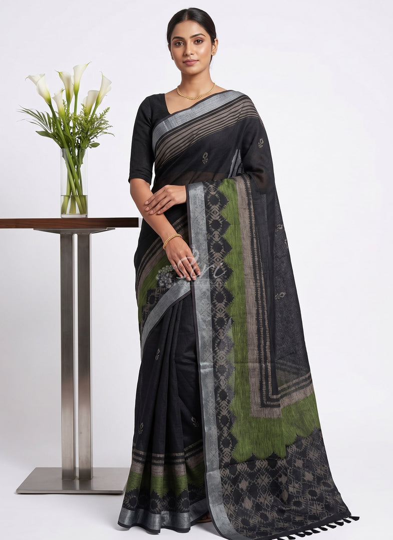 Siri Collections Elegant Printed Linen Cotton Saree
