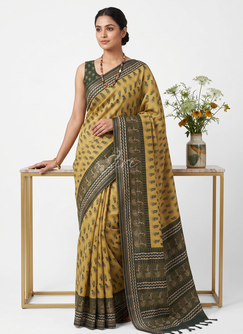 Siri Collections Designer Digital Print Semi Tussar Saree with Blouse