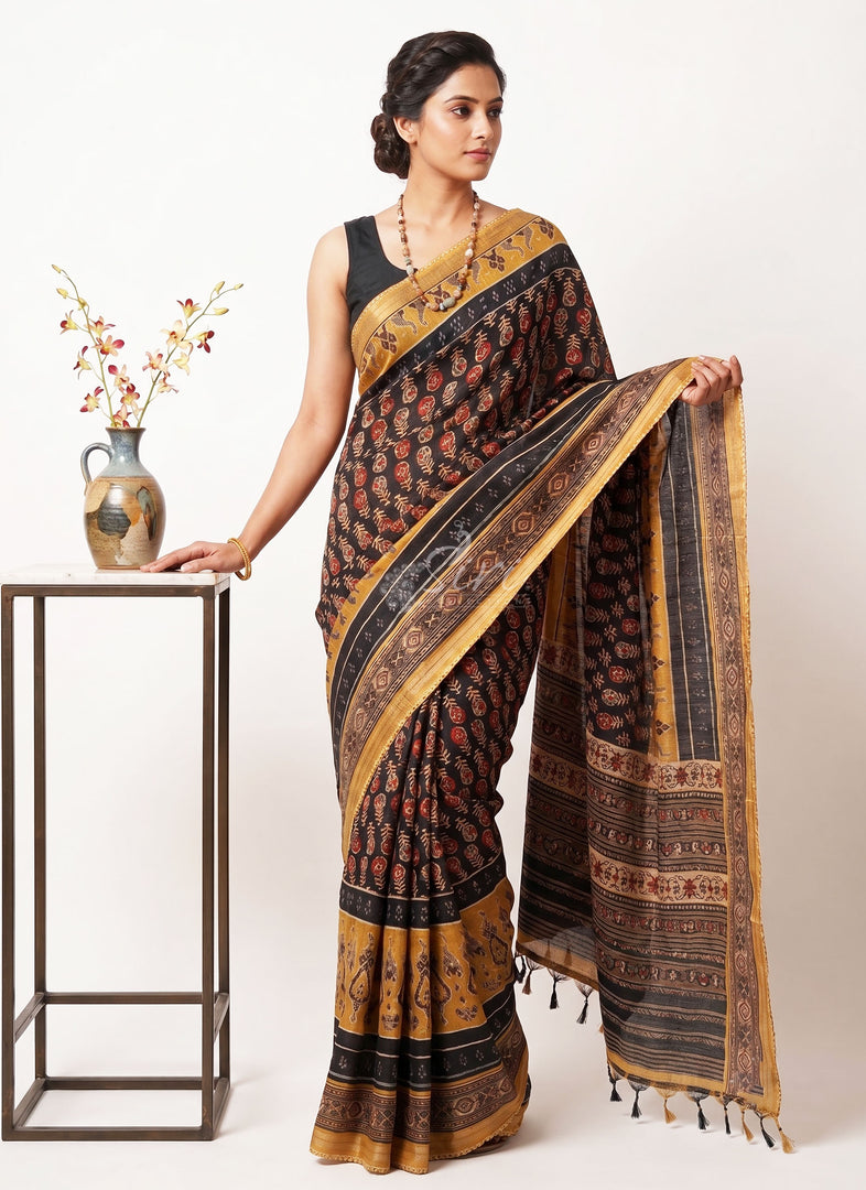 Siri Collections Designer Digital Print Semi Tussar Saree with Blouse