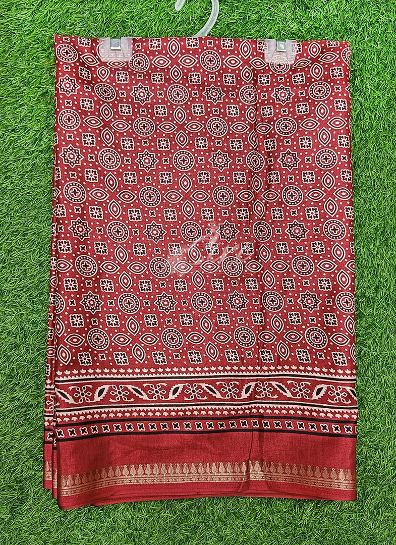 Latest Fancy Silk Saree in Ajrakh Print