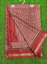 Load image into Gallery viewer, Latest Fancy Silk Saree in Ajrakh Print