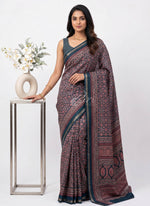 Load image into Gallery viewer, Latest Fancy Silk Saree in Ajrakh Print