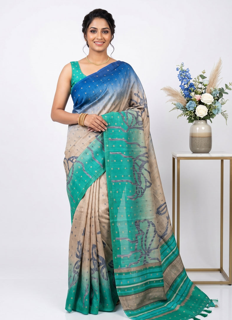 Siri Collections Premium Digital Printed Bhagalpur Silk Saree