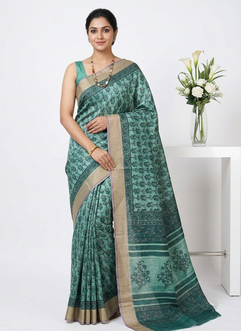 Siri Collections Latest Digital Print Chapa Silk Saree with Blouse
