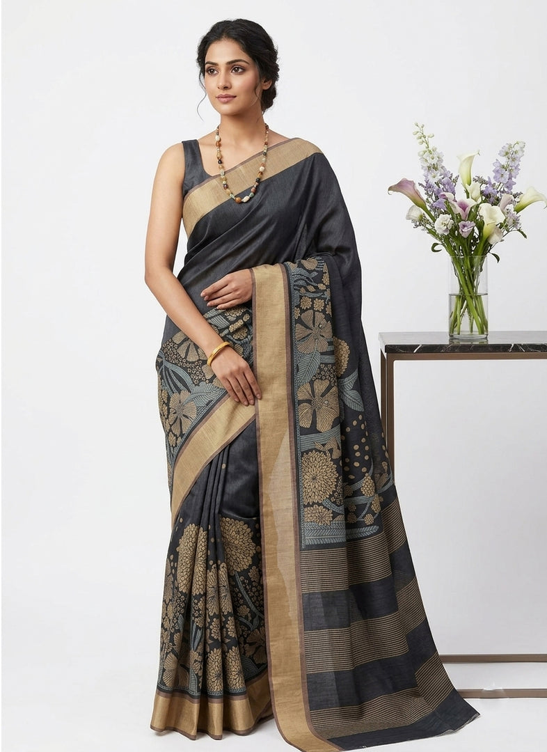 Siri Collections Latest Digital Print Chapa Silk Saree with Blouse