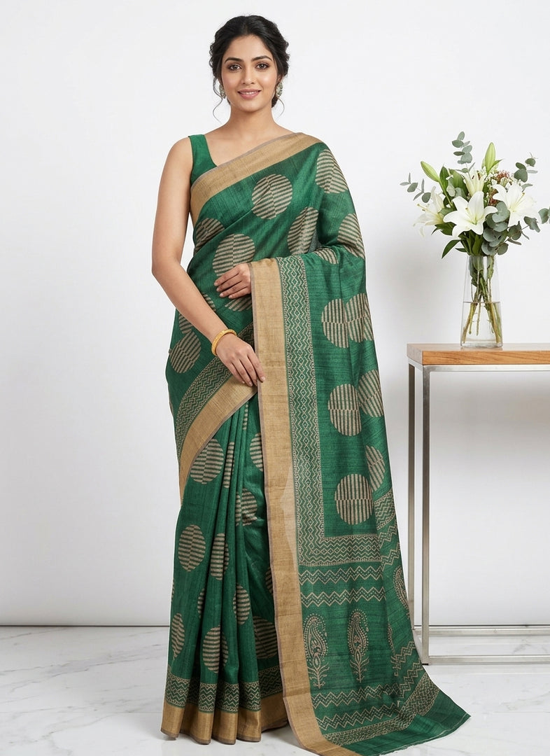 Siri Collections Latest Digital Print Chapa Silk Saree with Blouse