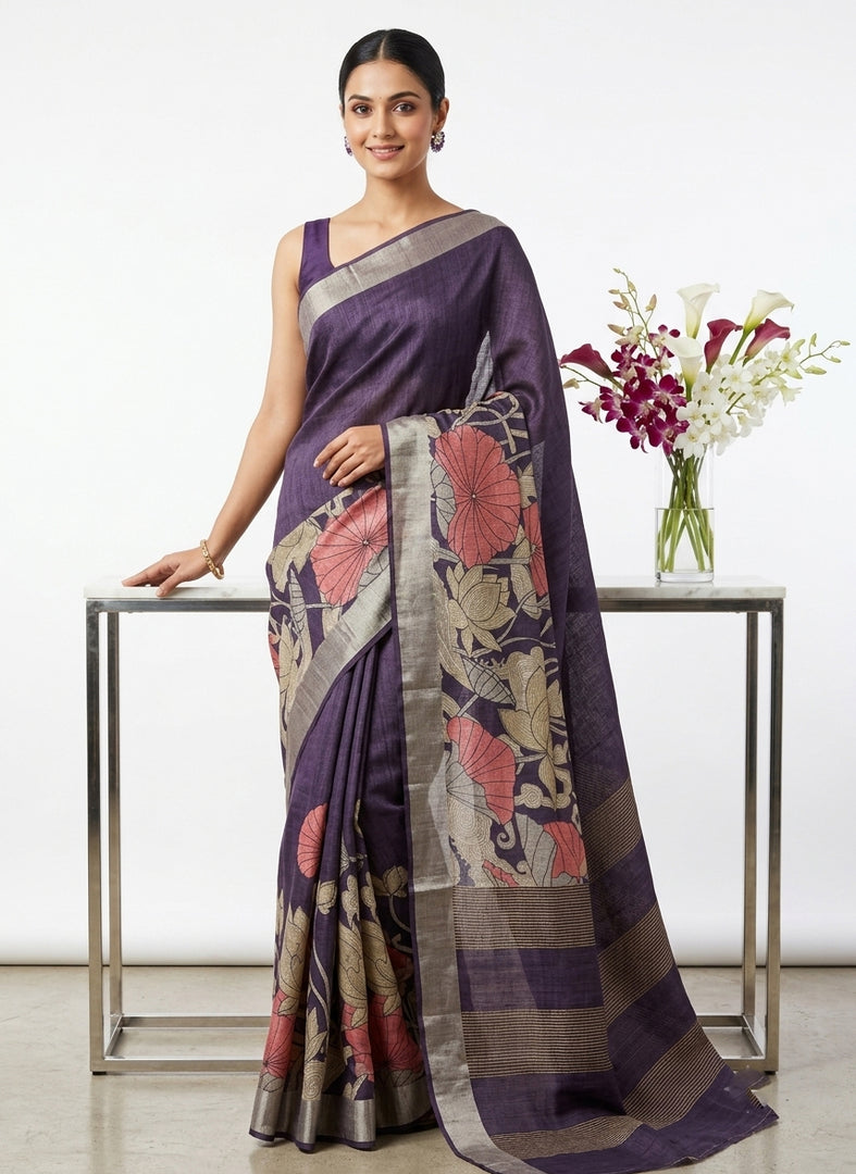Siri Collections Latest Digital Print Chapa Silk Saree with Blouse