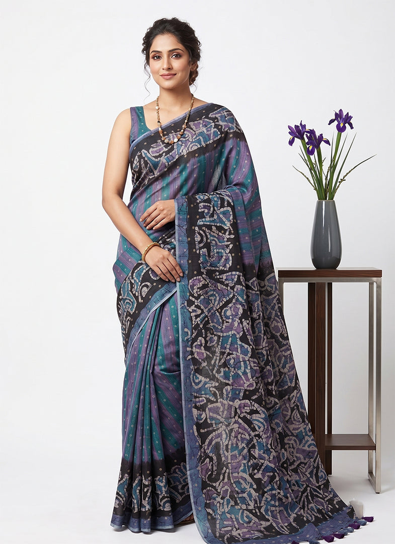 Siri Collections Premium Digital Printed Bhagalpur Silk Saree
