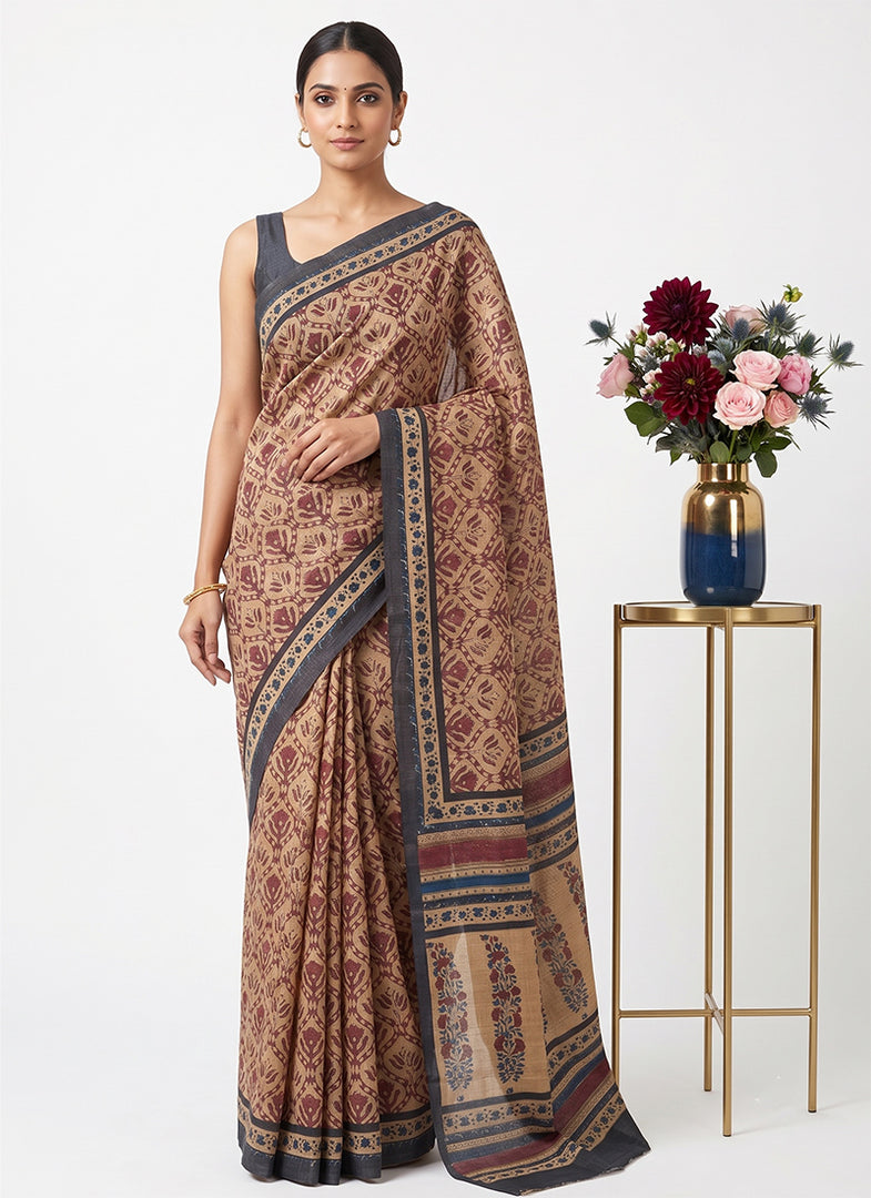 Siri Collections Premium Digital Printed Bhagalpur Silk Saree