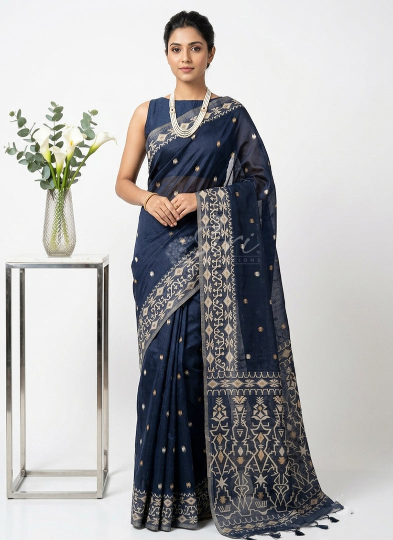 Siri Collections Chanderi Saree in Jamdhani Weave Pallu and Borders