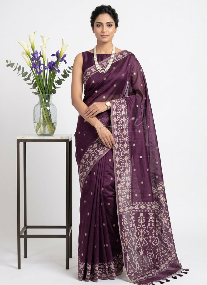 Siri Collections Chanderi Saree in Jamdhani Weave Pallu and Borders