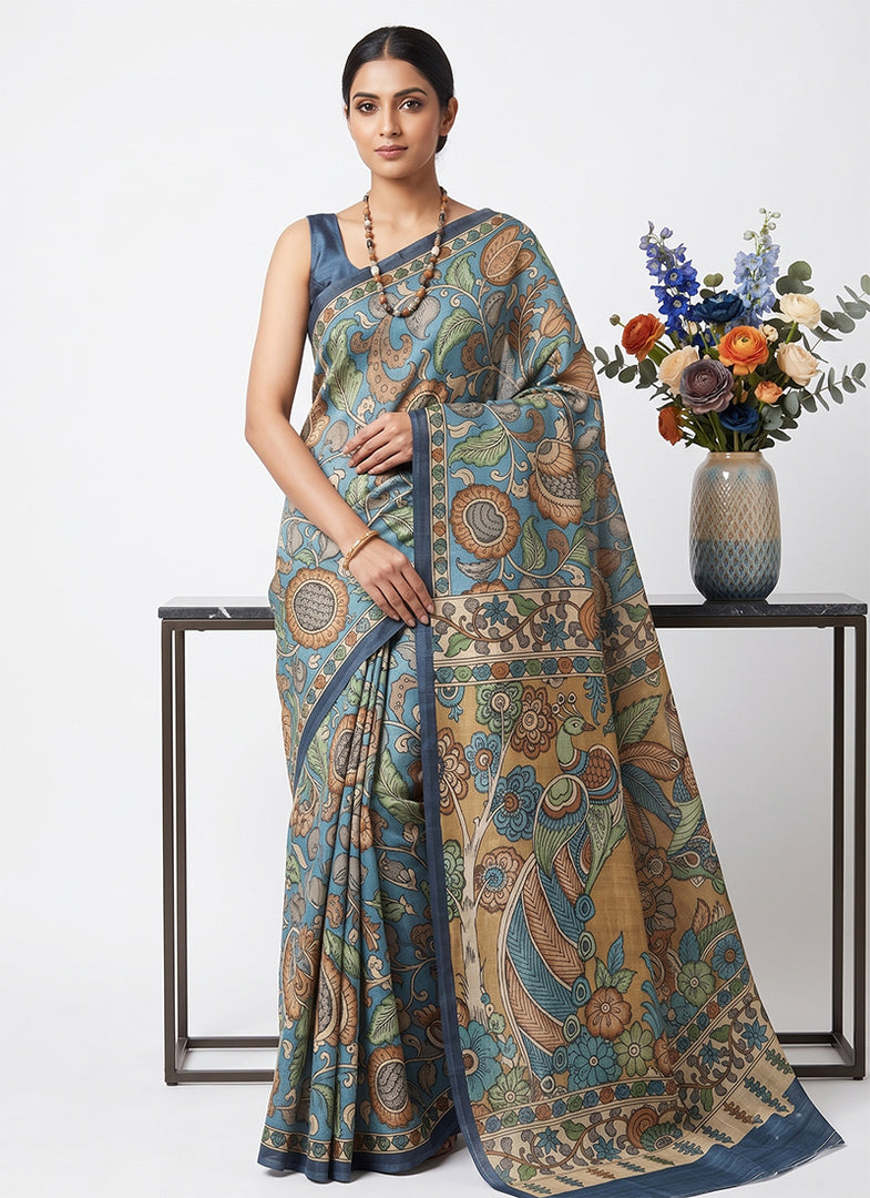 Siri Collections Premium Digital Printed Bhagalpur Silk Saree