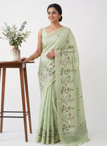 Load image into Gallery viewer, Siri Collections Latest Linen Blend Chanderi Saree with nice Embroidery work