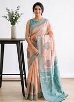 Load image into Gallery viewer, Siri Collections Elegant Soft Linen Saree in Woven Pallu