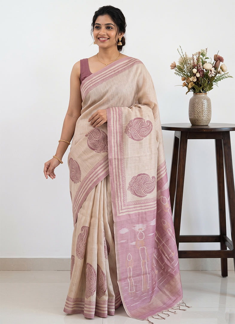 Siri Collections Elegant Soft Linen Saree in Woven Pallu