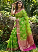 Load image into Gallery viewer, Lightweight Kora Silk Saree with Floral Weave with Blouse
