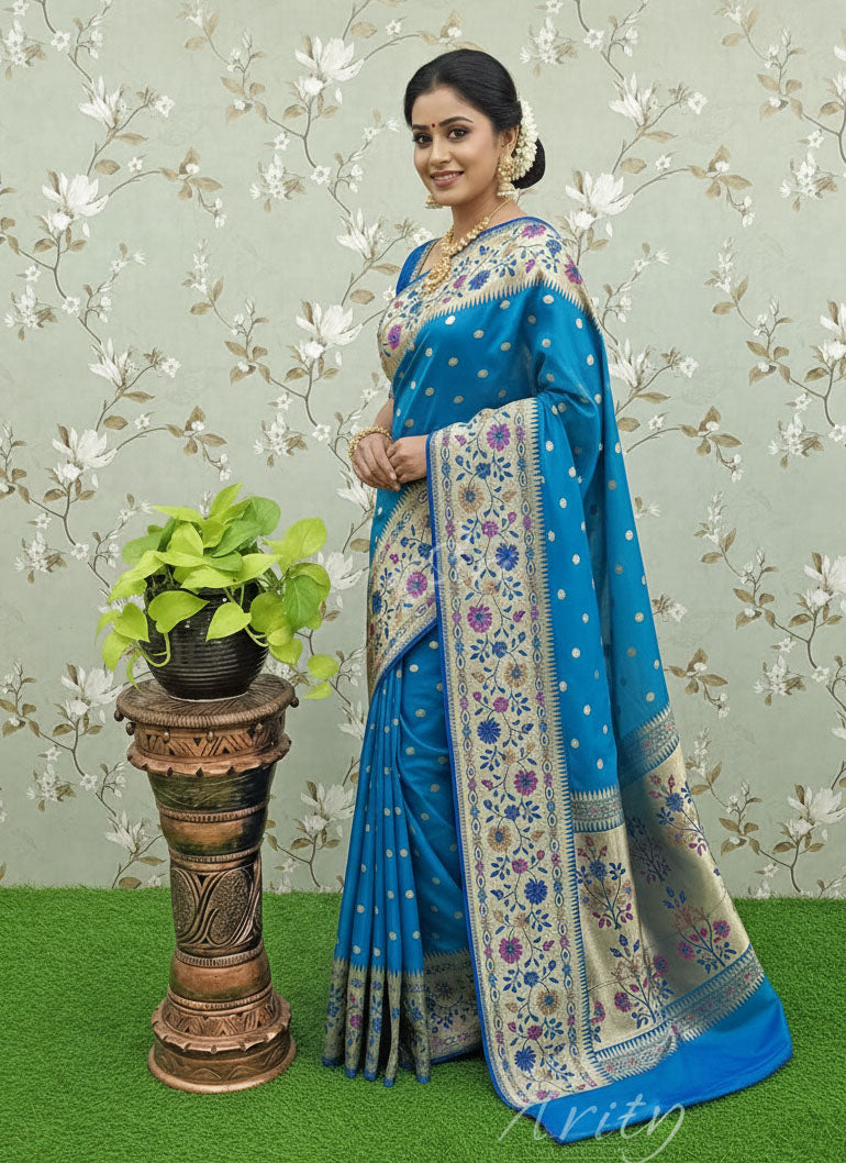Beautiful Double Shade Paithani Pattu Saree