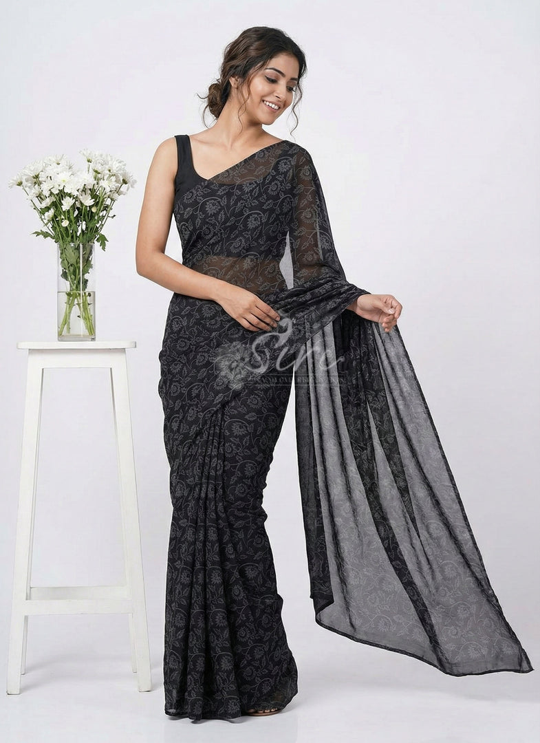 Authentic Garden Vareli Lock Chiffon Brasso Saree