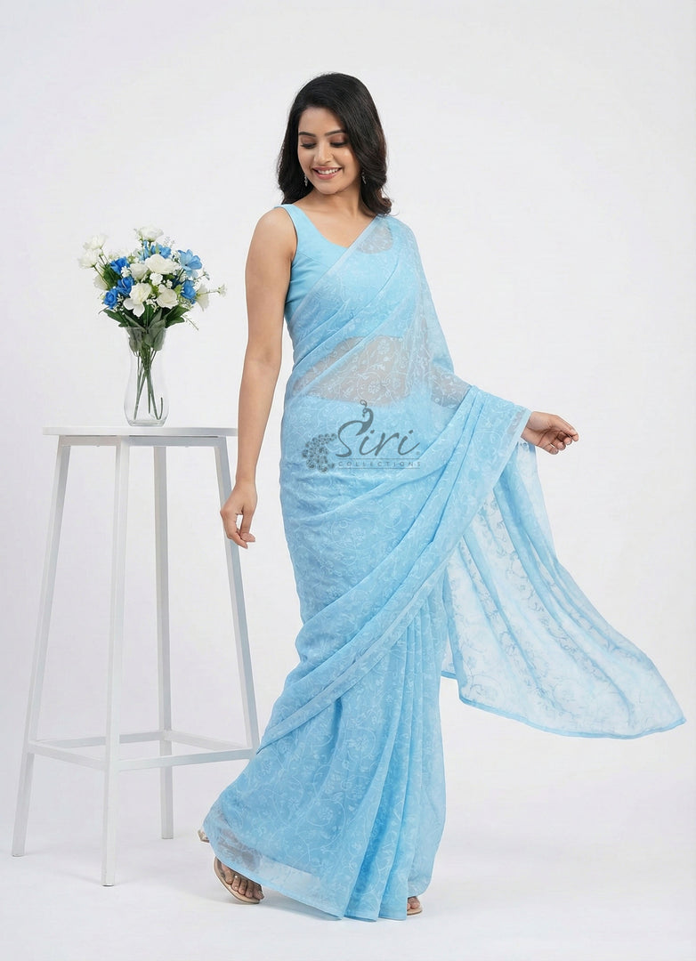 Authentic Garden Vareli Lock Chiffon Brasso Saree