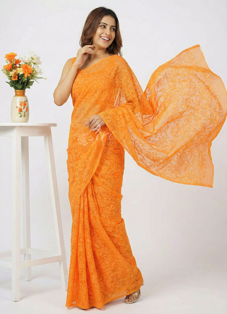 Authentic Garden Vareli Lock Chiffon Brasso Saree