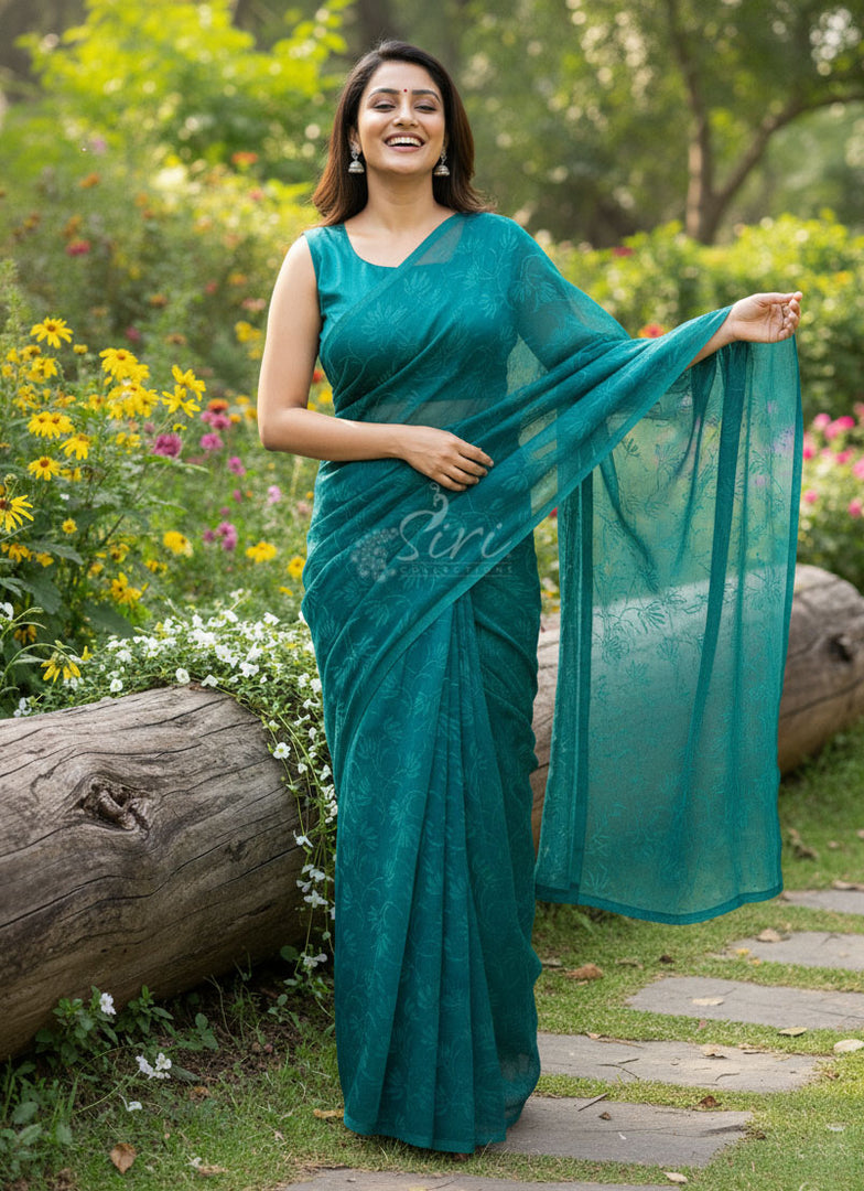 Authentic Garden Vareli Lock Chiffon Brasso Saree
