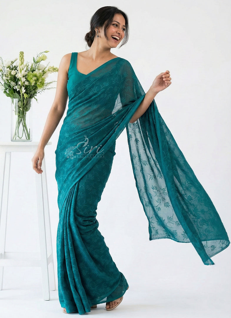 Authentic Garden Vareli Lock Chiffon Brasso Saree