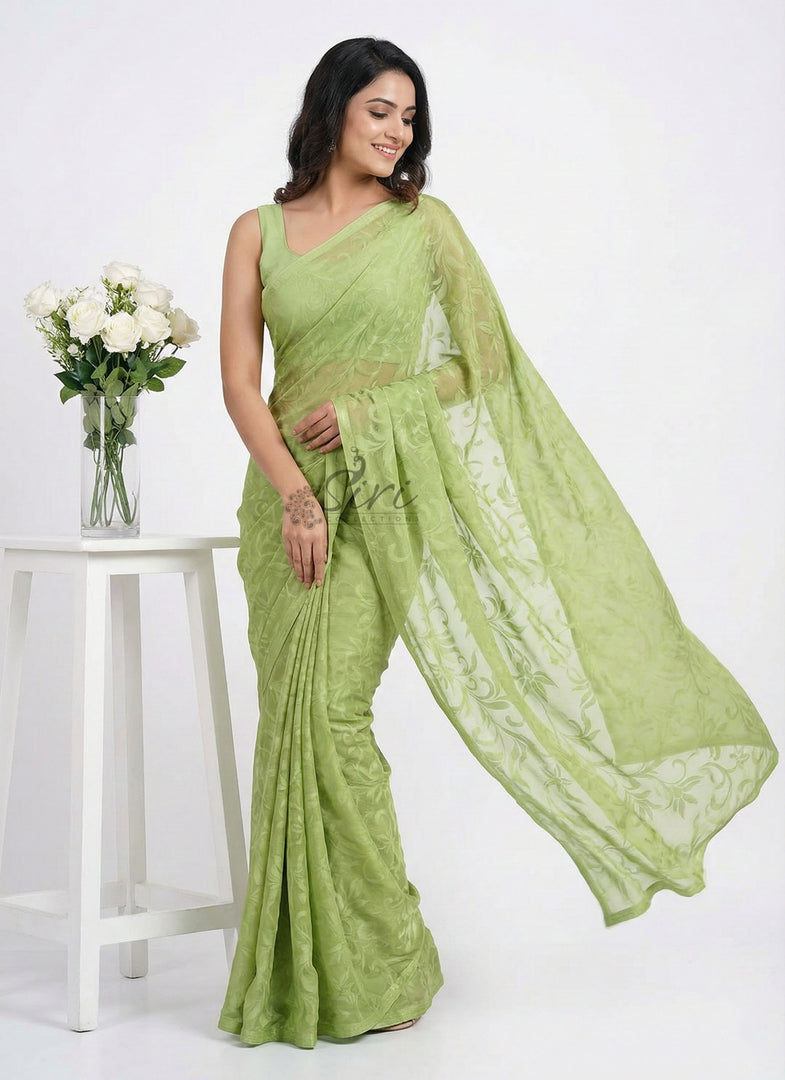 High Quality Garden Vareli Lock Chiffon Brasso Saree