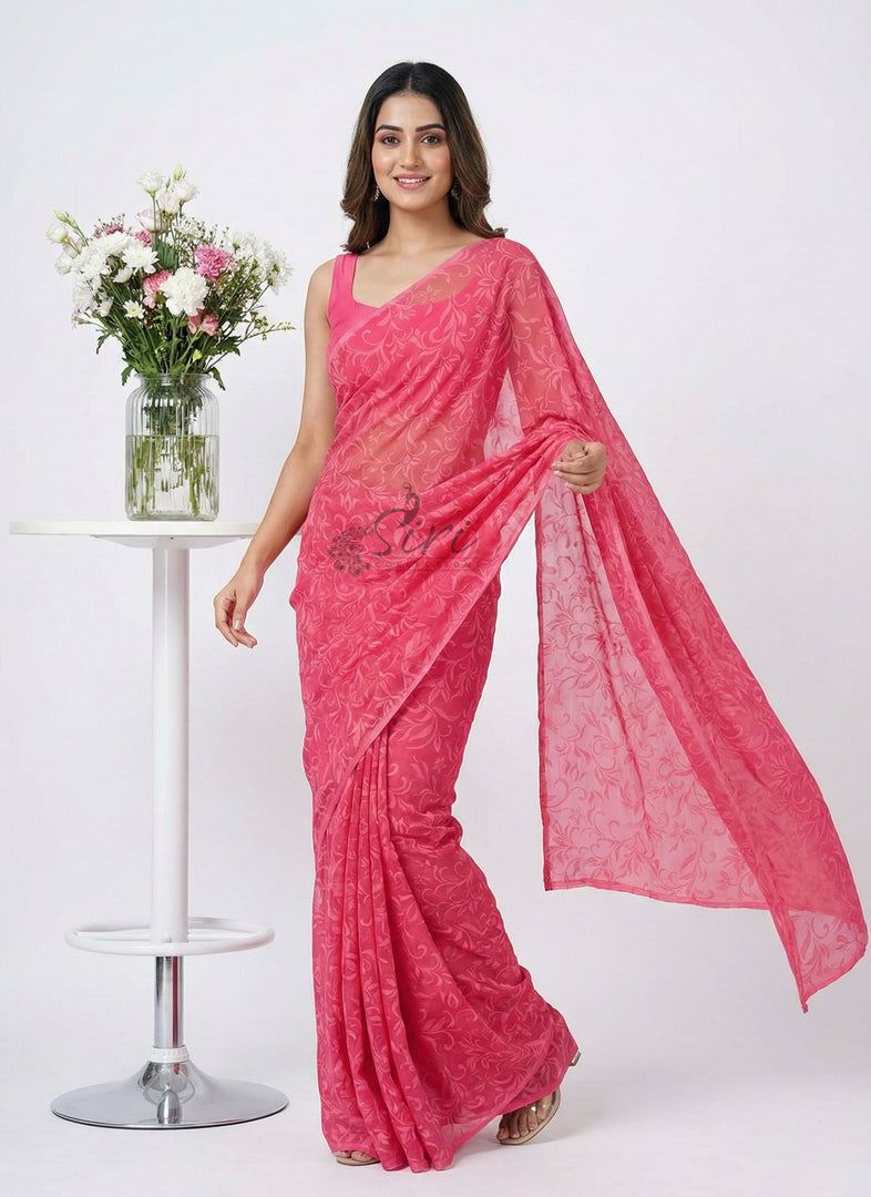 High Quality Garden Vareli Lock Chiffon Brasso Saree