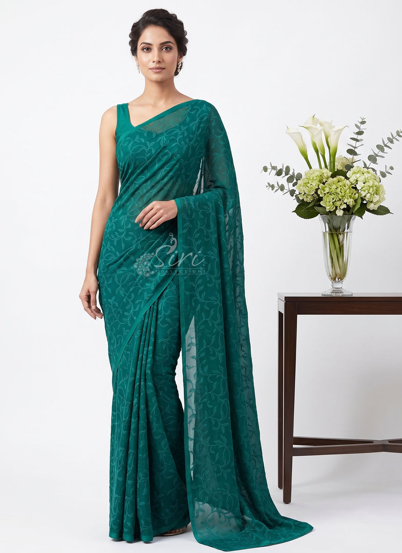 Beautiful Garden Vareli Lock Chiffon Brasso Saree