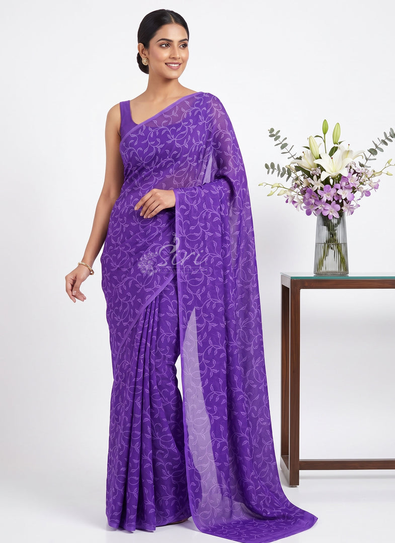 Beautiful Garden Vareli Lock Chiffon Brasso Saree