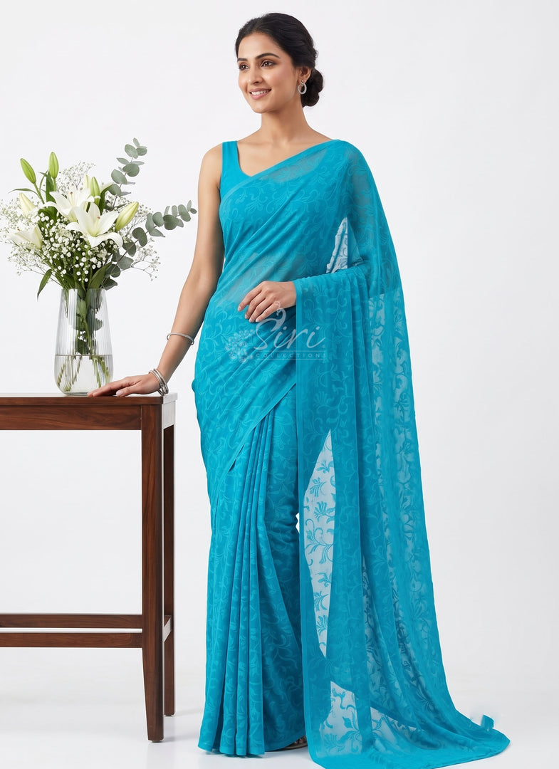 Beautiful Garden Vareli Lock Chiffon Brasso Saree