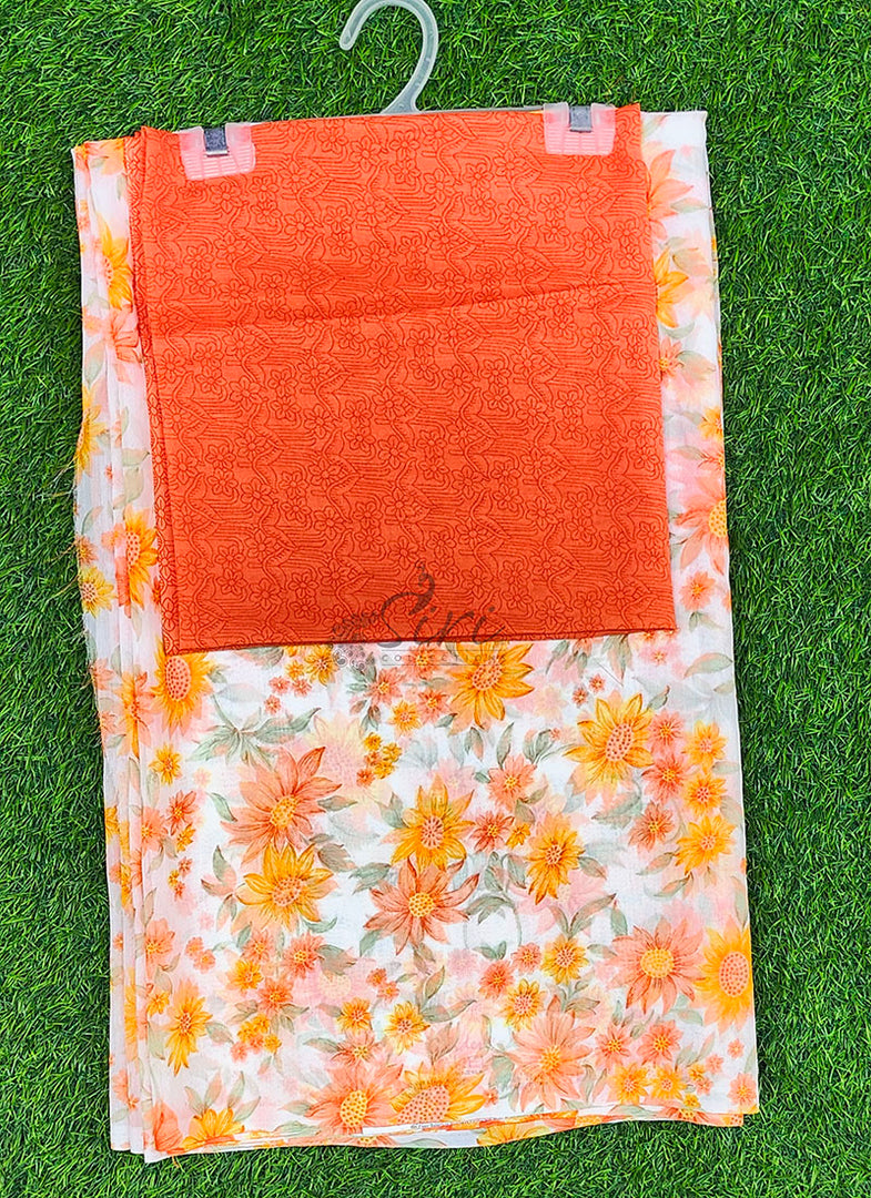 Latest Garden Vareli Printed Lentus Saree