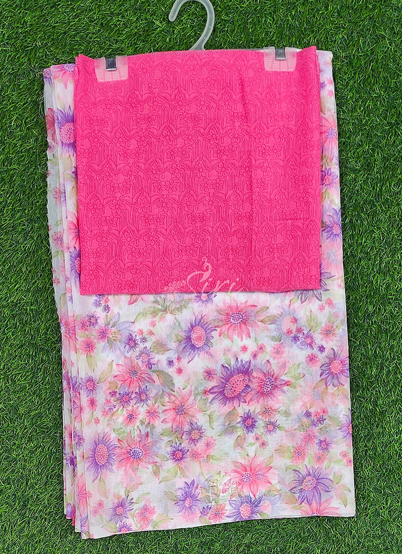 Beautiful Garden Vareli Printed Lentus Saree