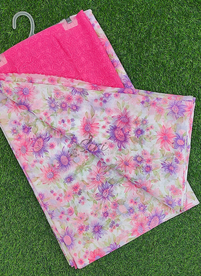 Beautiful Garden Vareli Printed Lentus Saree