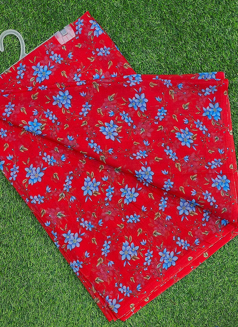 Authentic Garden Vareli Printed Lentus Saree