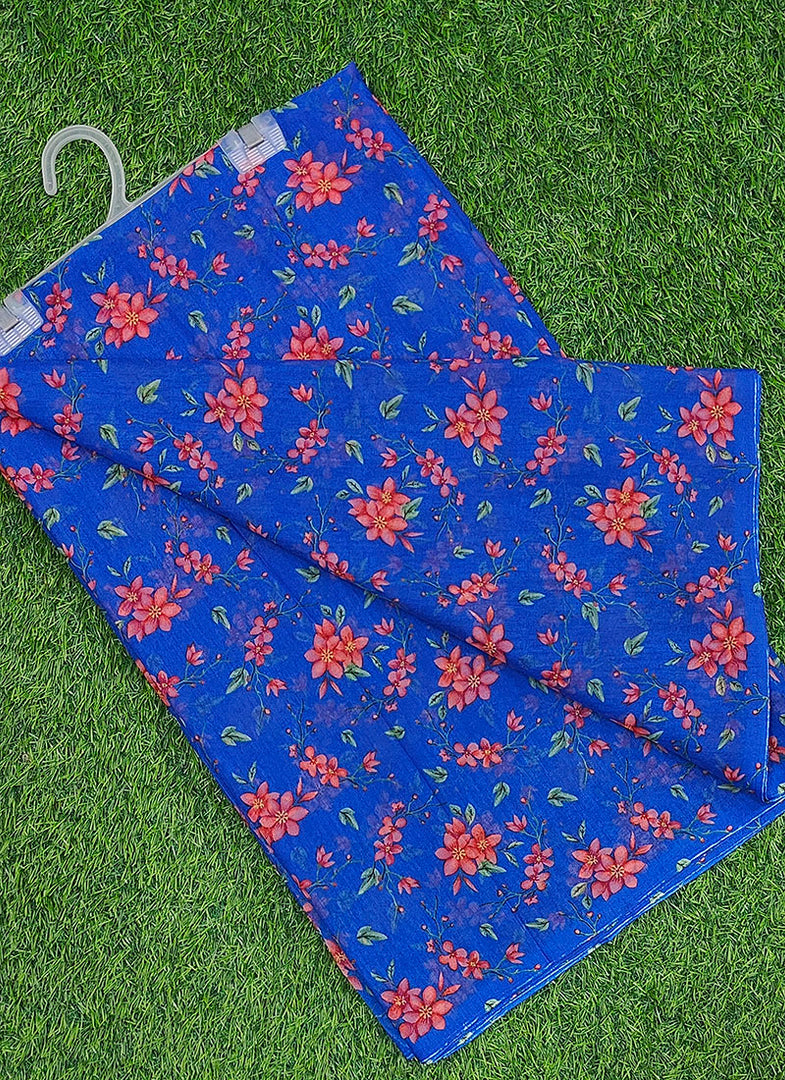 Authentic Garden Vareli Printed Lentus Saree