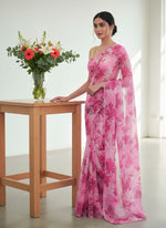 Load image into Gallery viewer, Latest Garden Vareli Printed Nara Chiffon Saree
