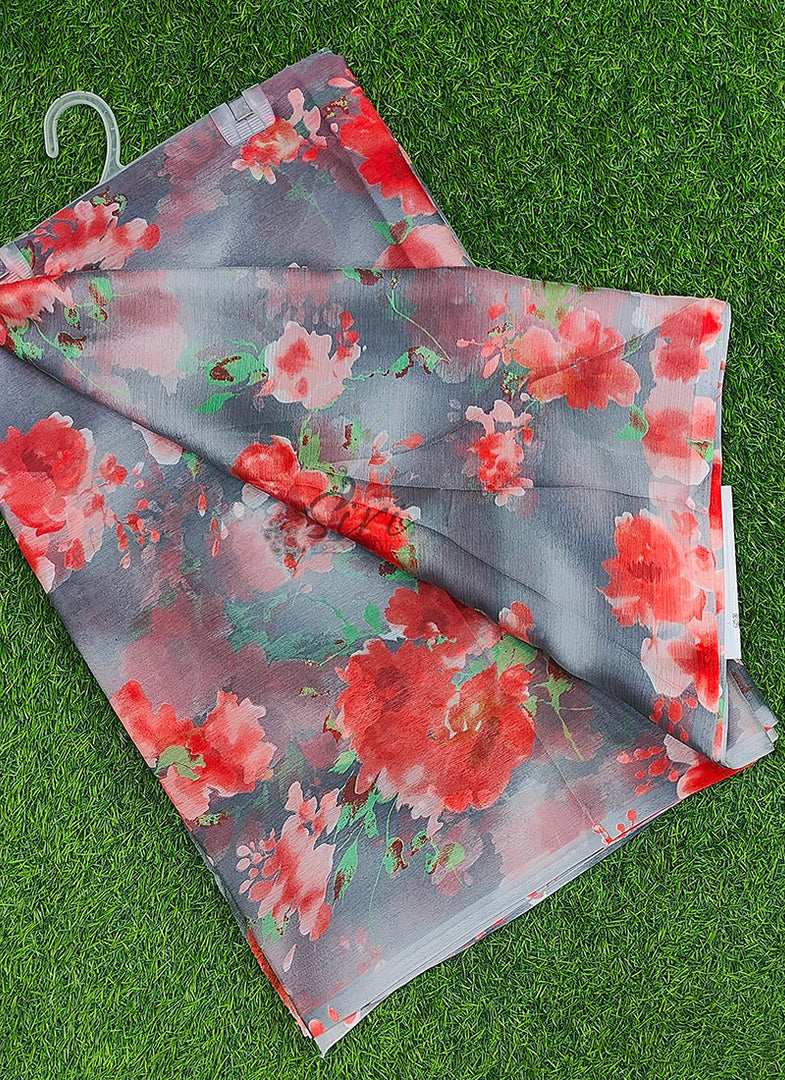 Latest Garden Vareli Printed Nara Chiffon Saree
