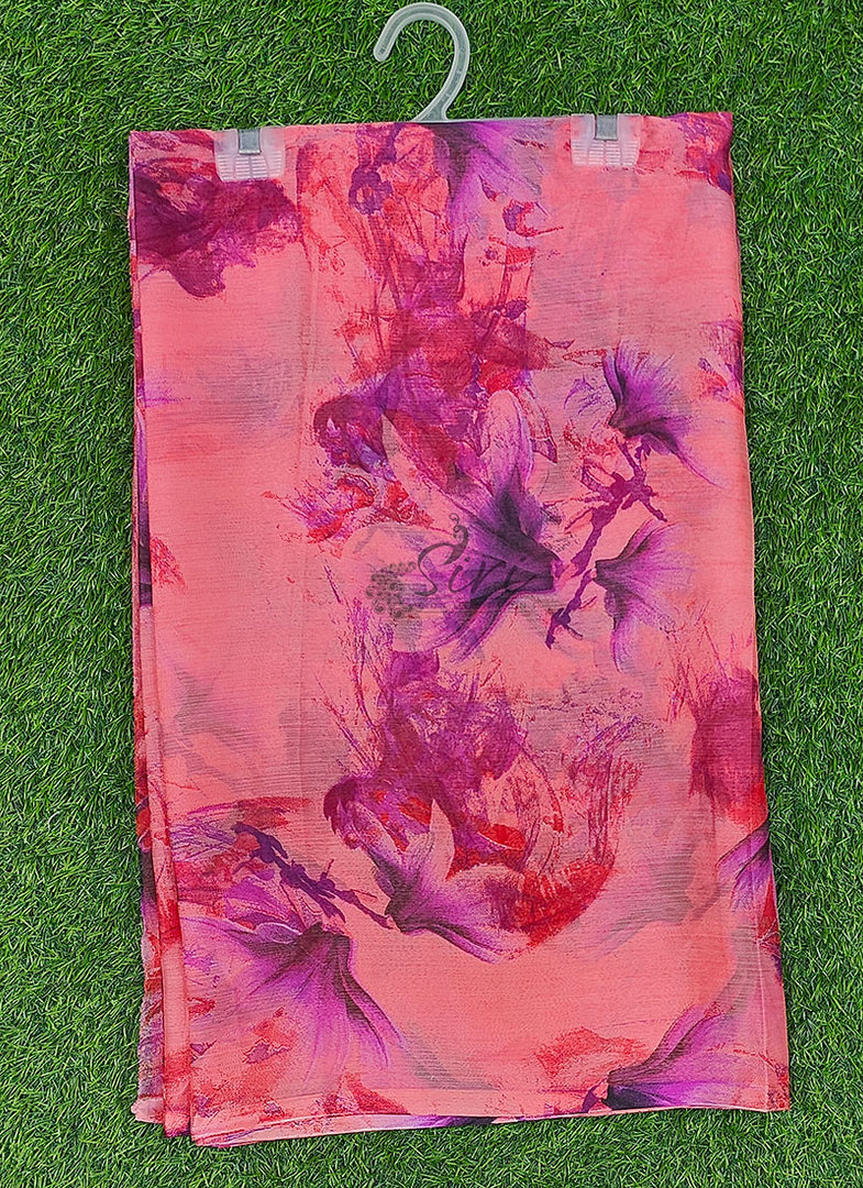 High Quality Garden Vareli Printed Nara Chiffon Saree
